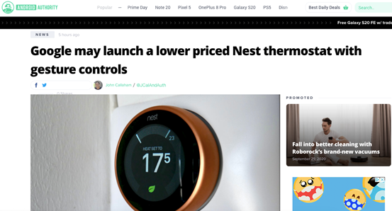 谷歌或推出具手势控制功能的Nest智能恒温器
                                            原创