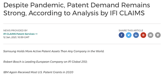IFI CLAIMS:尽管受疫情影响,全球专利授予及申请数量仍然可观
                                            原创