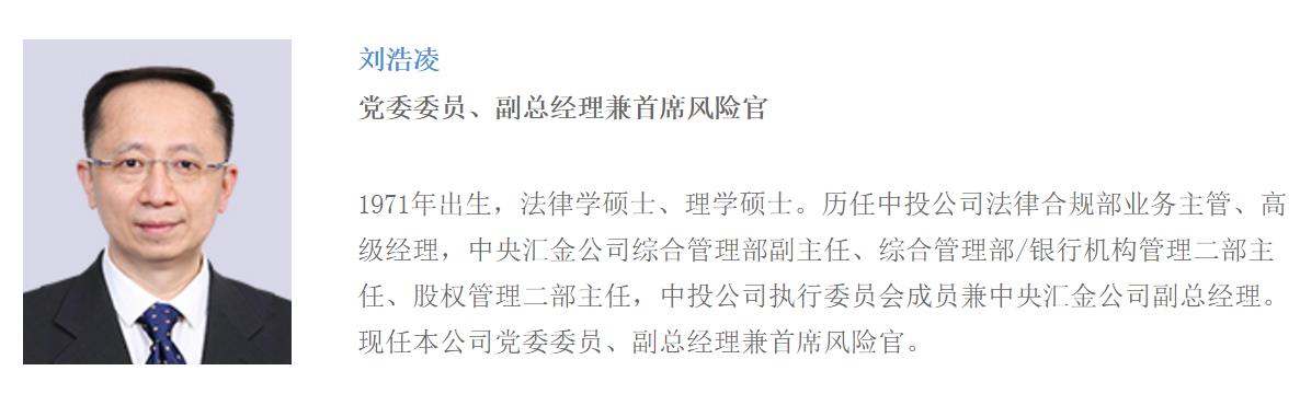 刘浩凌辞任新华保险董事长 目前任中投公司副总经理