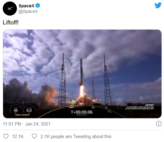 科技早报 | SpaceX一箭143星创卫星发射纪录 百度就播出郑爽父亲道歉视频致歉