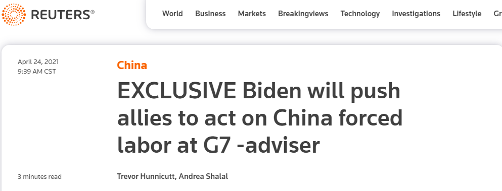 又要抹黑中国？白宫高官称美将在G7峰会上敦促盟友就所谓“强迫劳动”对华采取行动，网友看穿