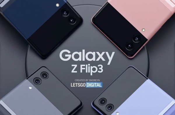 三星Galaxy Z Flip3高清渲染图曝光：上下翻盖+双色撞色设计
