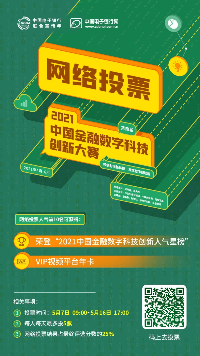 创新凡尔赛，人气拉力赛，投票赢视频VIP年卡！2021中国金融数字科技创新大赛网络投票开启！