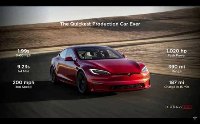 特斯拉Model S Plaid发布：2秒破百、碳包裹电机、蝶形方向盘、17寸中控大屏