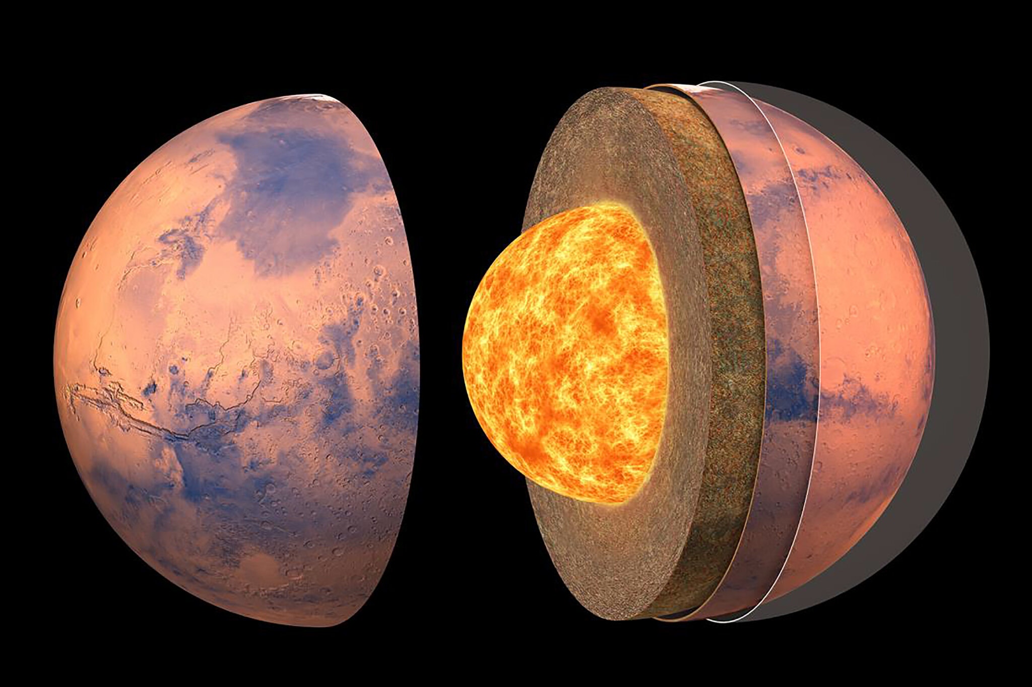 NASA首次公布火星内部构造图：像糖果宴 分为二至三层