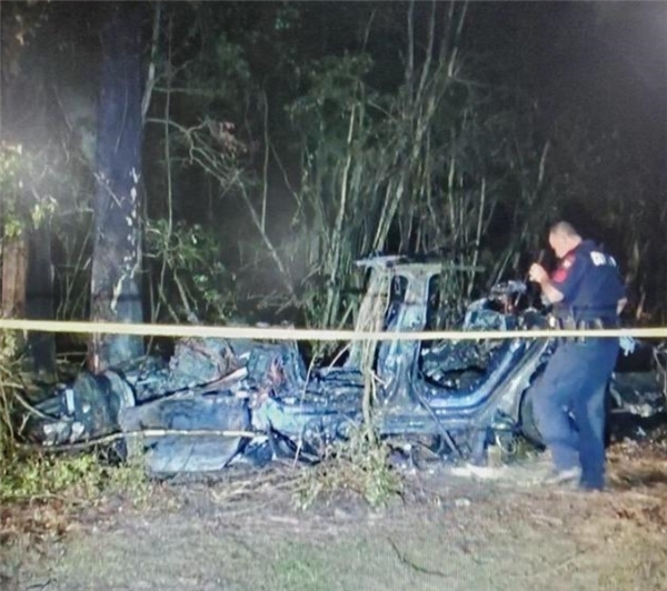 一特斯拉Model 3撞树起火 车上两乘客被烧身亡！官方调查