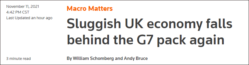 英国2021年第三季度GDP增长1.3%，经济复苏“失去动力”
