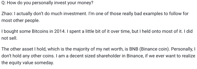 币安赵长鹏回应“900亿美元新首富”:没流动性，曾表示资产主要是BNB，在公司持股比例成谜