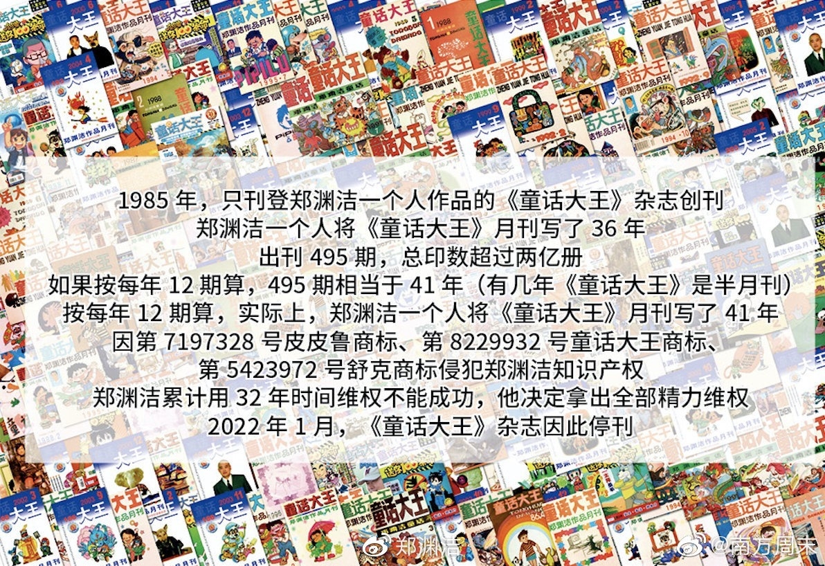连载36年的《童话大王》即将停刊：郑渊洁称要全力投入商标维权