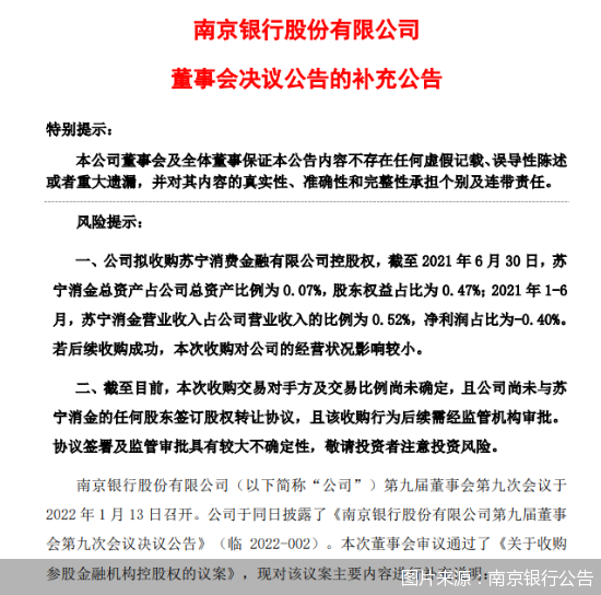 宣布拟控股苏宁消金 南京银行在下什么棋