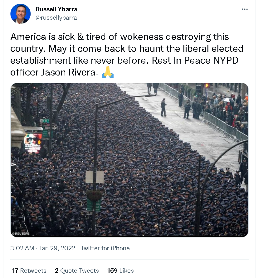 美国进一步撕裂！纽约数千警察冒雪上街，为被枪杀同事送葬