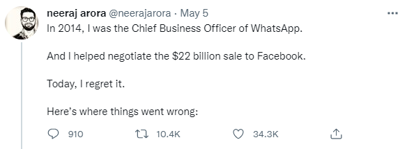 WhatsApp 前高管：当年把公司卖给 Facebook，现在就是十分后悔
