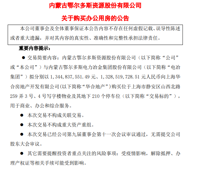 内蒙巨头27亿“抄底”上海写字楼！去年业绩暴增300% 标的持有方之一为赌王之女！