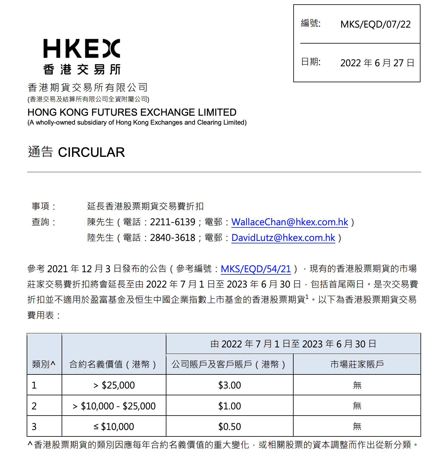 港交所发布关于延长香港股票期货交易费折扣的通告