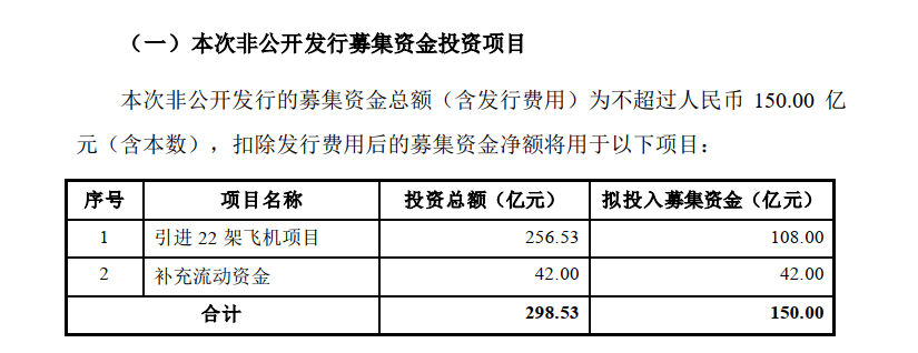 中国国航最新公告：拟定增募资不超过150亿元引进22架飞机和补充流动资金