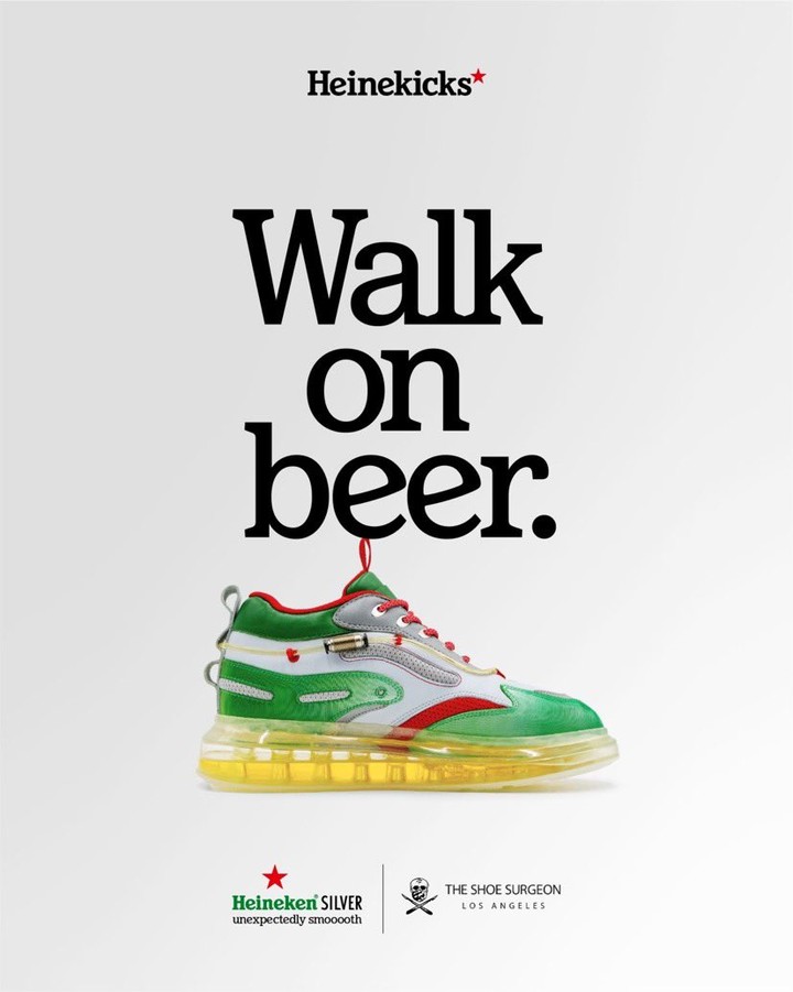 喜力推出行走的啤酒鞋，脚踩黄色液体还能吸？