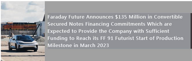 法拉第未来宣布达成1.35亿美元融资，若资金到位最快今年4月可量产销售