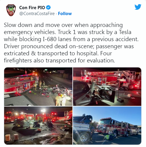 惨！特斯拉Model S疑似失速撞上消防车：司机死亡 车被压扁