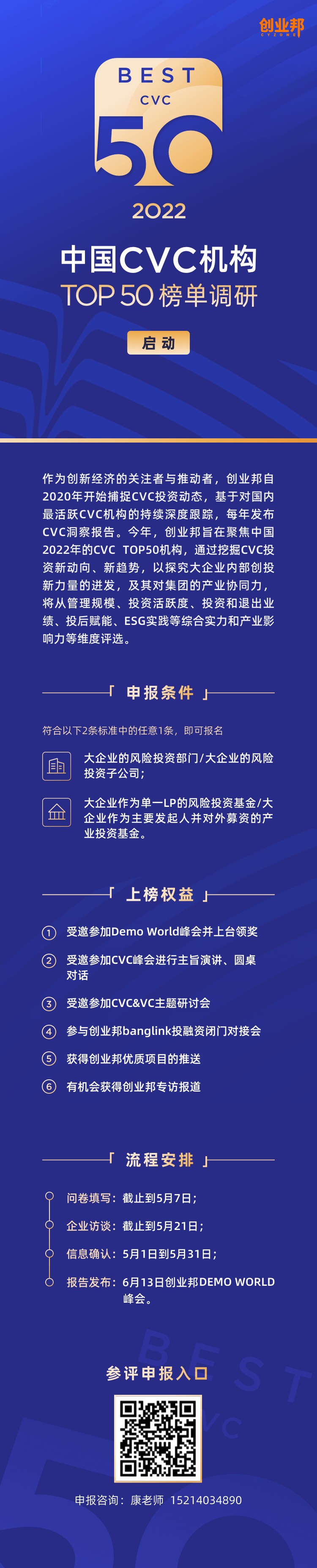 创业邦2022中国CVC机构TOP50榜单调研启动