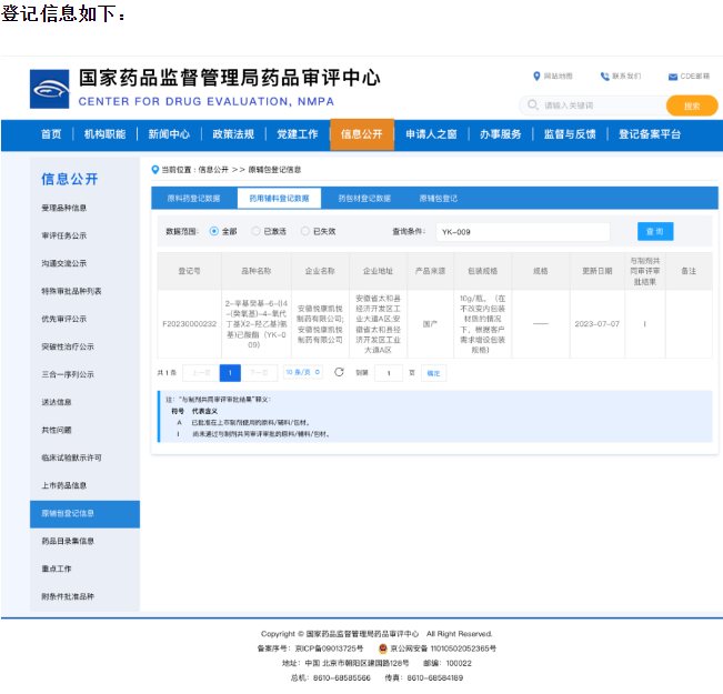 悦康药业子公司完成国内首家自主知识产权LNP阳离子脂质的辅料备案登记