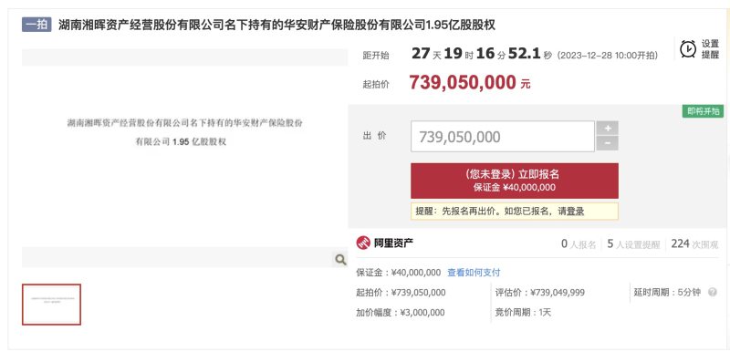 华安保险股权困局：8成股权被质押，“湘晖系”股权遭拍卖